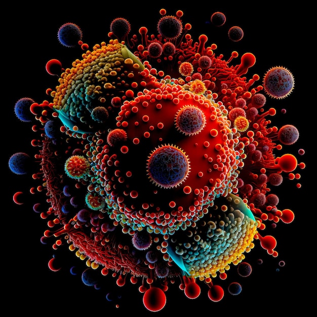 Een kleurrijk abstract beeld van een cirkel met het woord "erop"