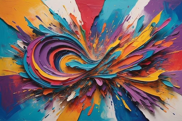 Een kleurrijk abstract kunstwerk dat door de kunstenaar is gemaakt