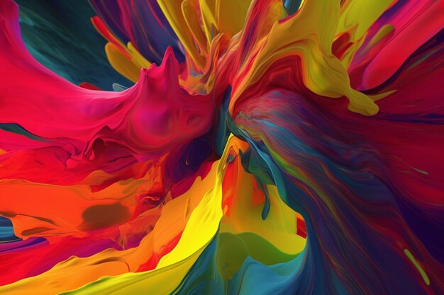 Een kleurrijk abstract ontwerp met een mix van warme en levendige tinten en tinten geïnspireerd op het fauvisme
