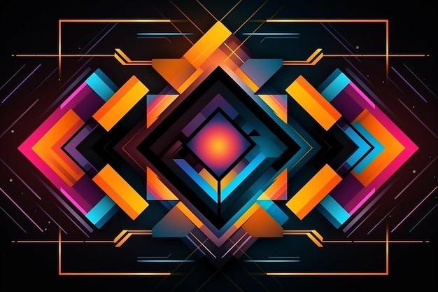 Een kleurrijk abstract ontwerp met een vierkant in het midden.