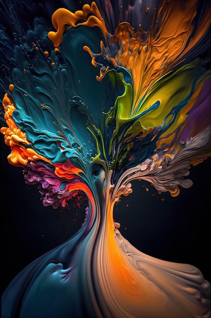 Een kleurrijk abstract schilderij van een boom met het woord liefde erop.