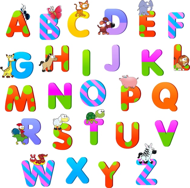 een kleurrijk alfabet met letters en letters die alfabet letters letters en letters zeggen