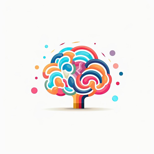 een kleurrijk beeld van een hersenlogo met een patroon in de stijl van een pastelkleurpalet