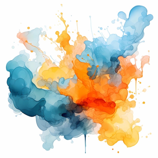 Een kleurrijk beeld van een plons van oranje en blauwe kleuren.