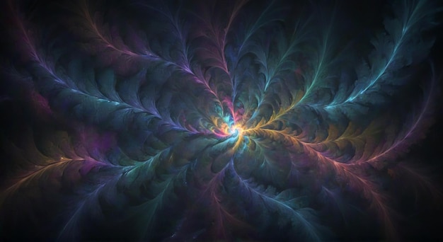 een kleurrijk beeld van een spiraalpatroon met de kleuren van het universum
