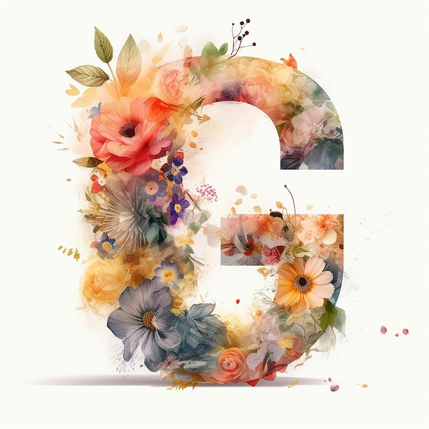 Een kleurrijk bloemmotief met een letter g in het midden.