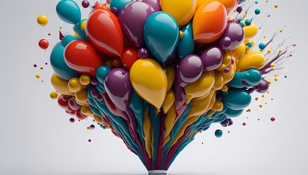 Foto een kleurrijk boeket ballonnen met een gele met de tekst 