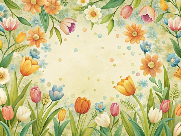 een kleurrijk frame met bloemen en een frame dat zegt lente