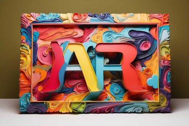 Een kleurrijk frame met het woord kunst erop.