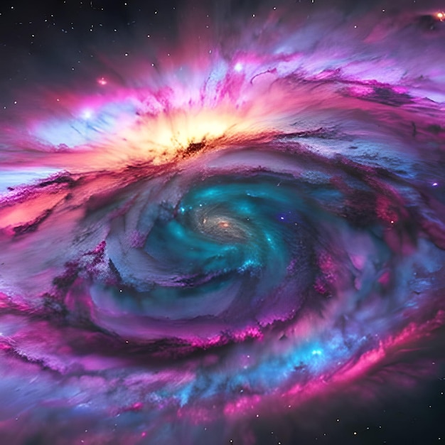 Een kleurrijk galaxy behang met een roze en blauwe swirl