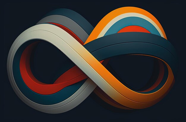 een kleurrijk geknoopt symbool gemaakt van blauwe en oranje strepen in de stijl van vintage grafisch ontwerp