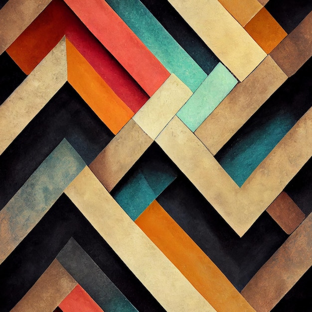 Een kleurrijk geometrisch patroon met het woord zigzag erop.