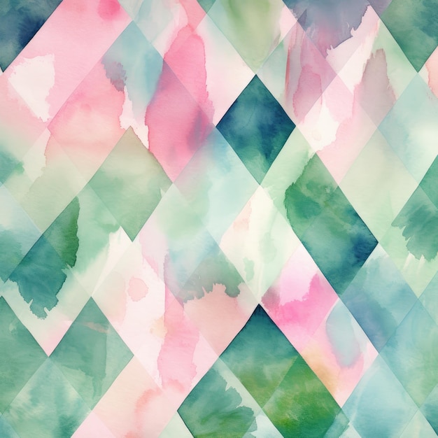 Een kleurrijk geometrisch patroon van een diamant en een roze diamant.