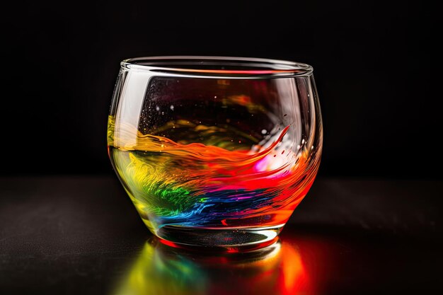 Een kleurrijk glas met een vloeistof erin