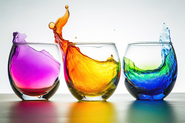 Een kleurrijk glas wordt in een glas gegoten.
