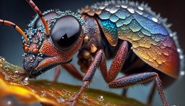 Een kleurrijk insect met een groene achtergrond en het woord insect erop.