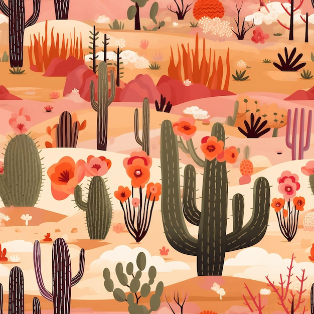 een kleurrijk landschap met cactuscactus en cactus
