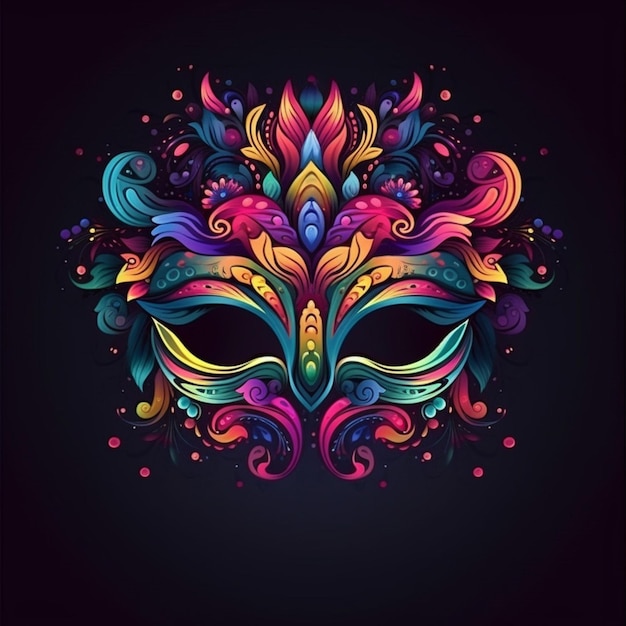 Een kleurrijk masker met een patroon van kleuren erop