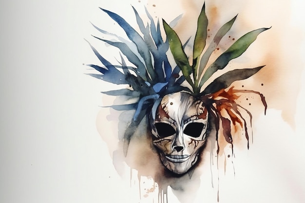 Een kleurrijk masker met een schedel erop