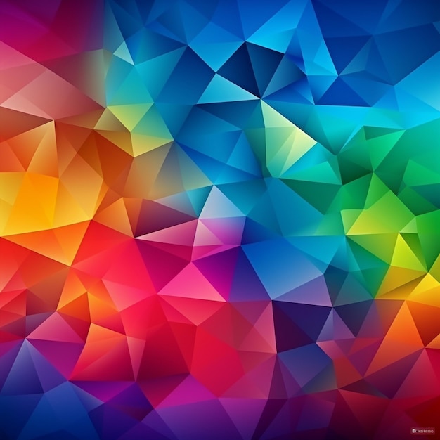 Foto een kleurrijk mozaïek van driehoeken met een kleurrijke achtergrond.