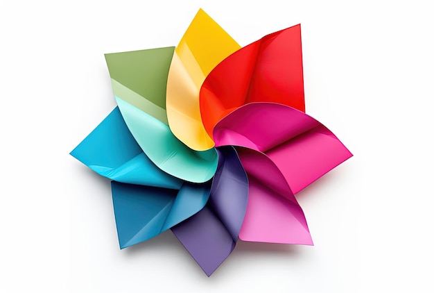 een kleurrijk origami wiel geïsoleerd op wit in de stijl van carl kleiner