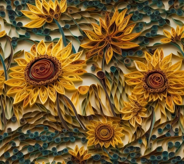 Een kleurrijk papier met het woord zonnebloemen erop
