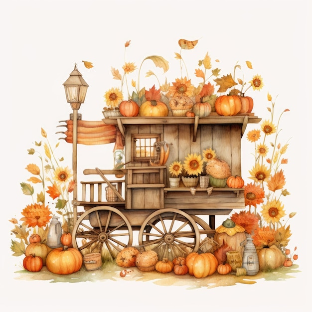 Een kleurrijk patchworkavontuur aquarel Hayride met PNG clipart