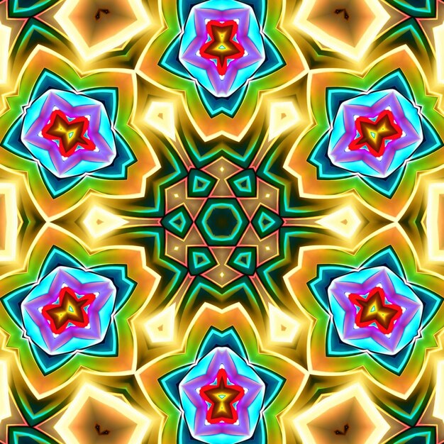 Een kleurrijk patroon met een ster in het midden.