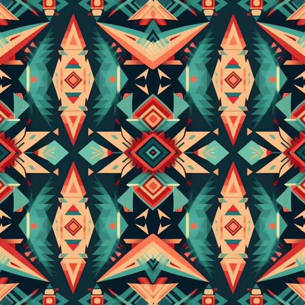 Foto een kleurrijk patroon van geometrische vormen op een donkere achtergrond generatieve ai