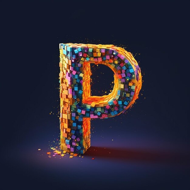 een kleurrijk pixelpixellettertype met een generatieve AI voor pixeleffect