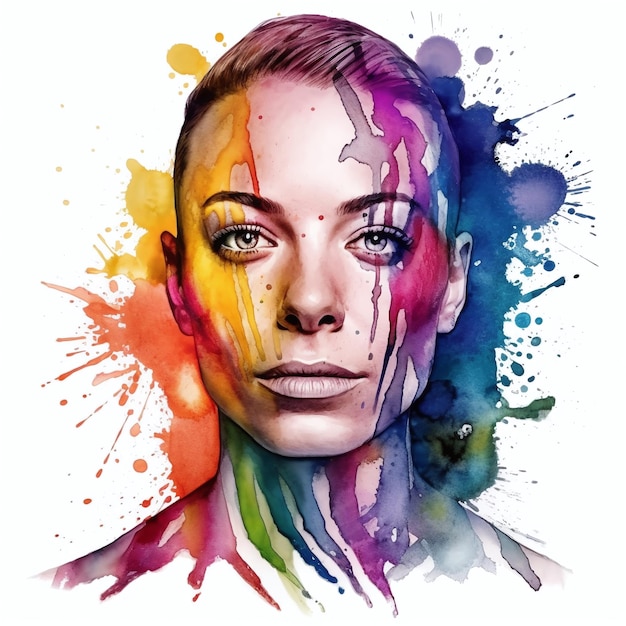 Een kleurrijk portret van een vrouw met het woord "erop"