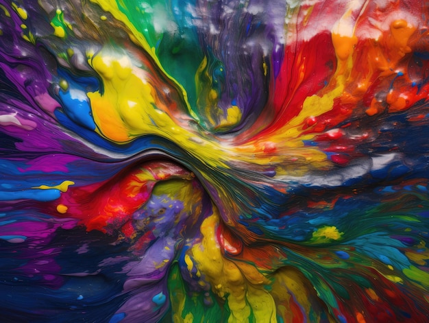 Een kleurrijk schilderij met de kleuren van de regenboog generatieve ai