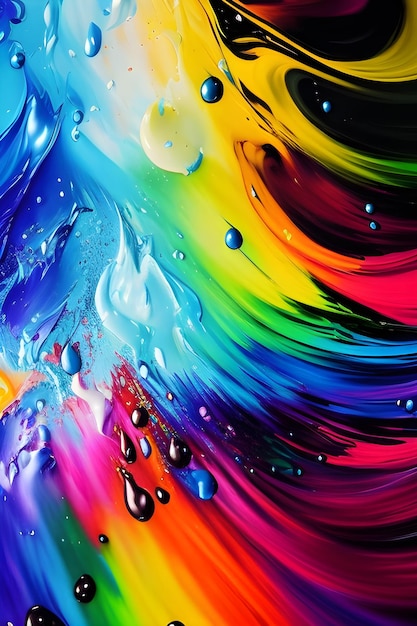 Een kleurrijk schilderij met de kleuren van de regenboog