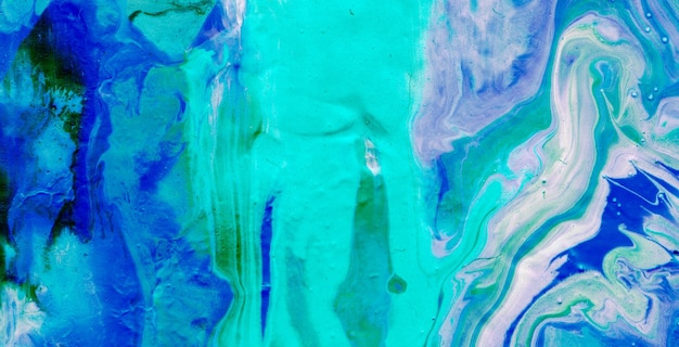Een kleurrijk schilderij met een blauwe achtergrond waarop 'blauw' staat