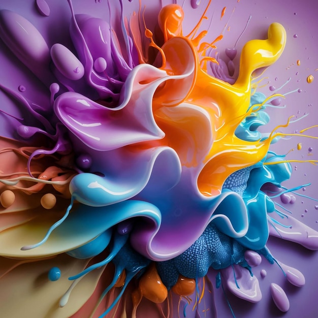 een kleurrijk schilderij van een regenboog gekleurde verf met verschillende kleuren