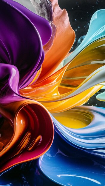 een kleurrijk schilderij van een regenboog gekleurde verf met verschillende kleuren
