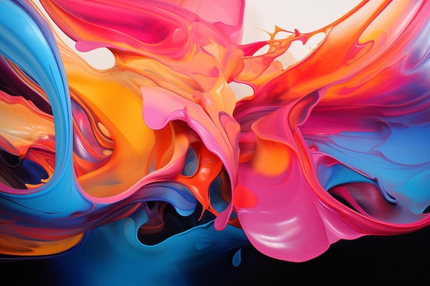 Een kleurrijk schilderij van een regenboogkleurige vloeistof