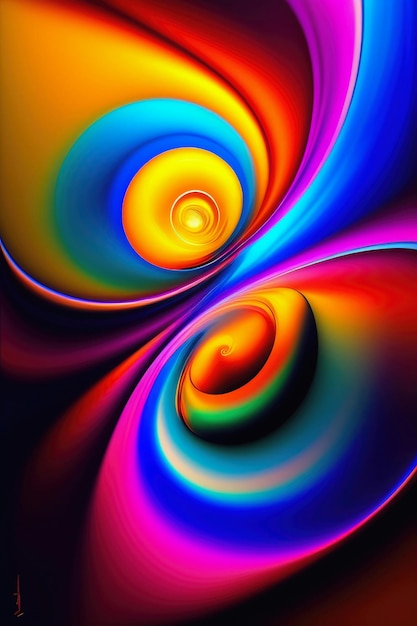 Een kleurrijk schilderij van een spiraalvormig ontwerp
