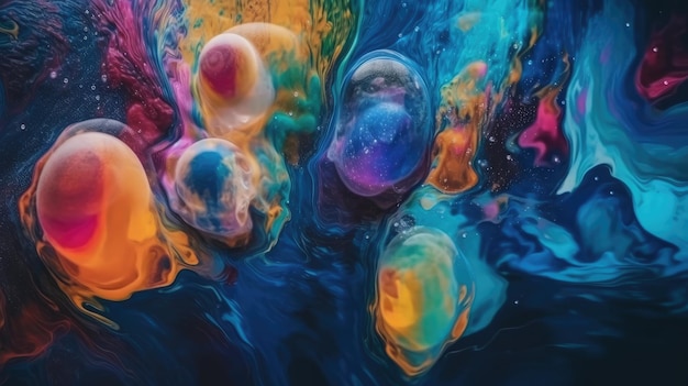 Foto een kleurrijk schilderij van een vloeistof met het woord art erop