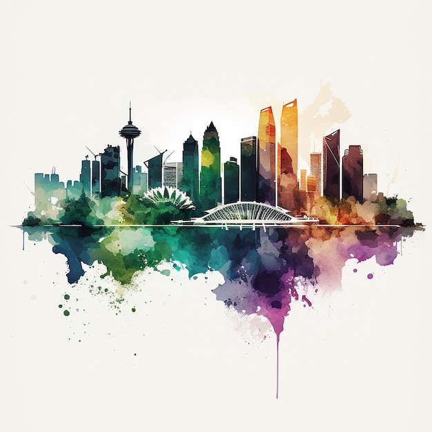 Een kleurrijk stadsbeeld met het woord Calgary erop.