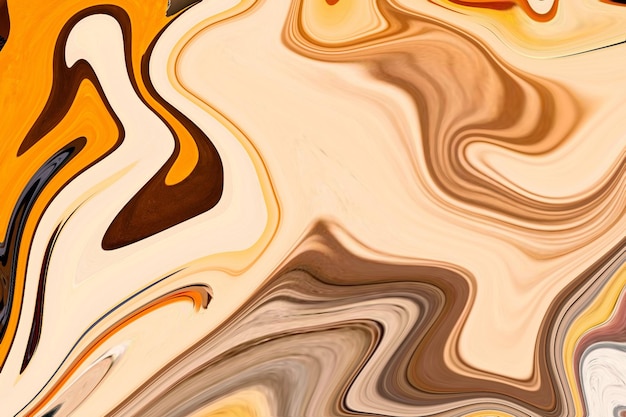 Een kleurrijke abstracte achtergrond met bruine en oranje wervelingen.