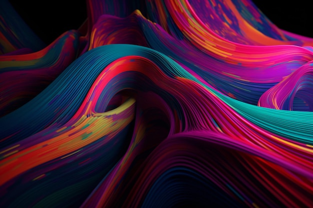 Een kleurrijke abstracte achtergrond met een zwarte achtergrond en een kleurrijke werveling.