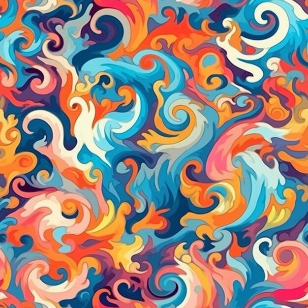 een kleurrijke abstracte achtergrond met wervelingen en golven generatieve ai
