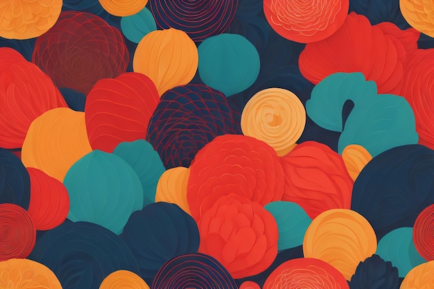 Een kleurrijke abstracte illustratie van een achtergrond van kleurrijke stof met een patroon van cirkels en het woord "nee".