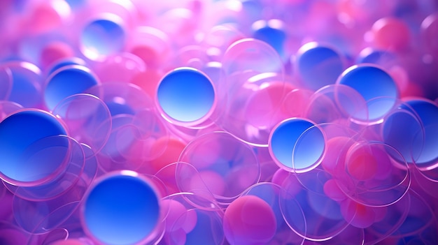 Een kleurrijke achtergrond met blauwe en roze cirkels