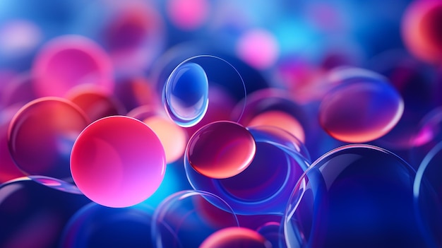 Een kleurrijke achtergrond met blauwe en roze cirkels