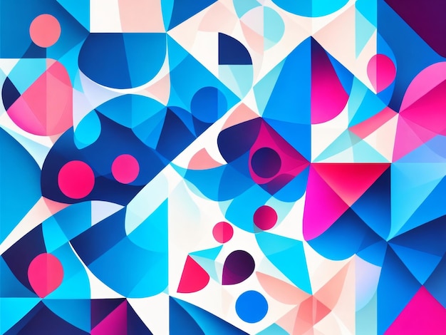 Een kleurrijke achtergrond met een blauw en rood geometrisch patroon.
