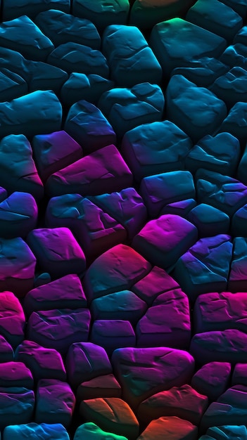 Een kleurrijke achtergrond met een donkerblauw en paars rotspatroon