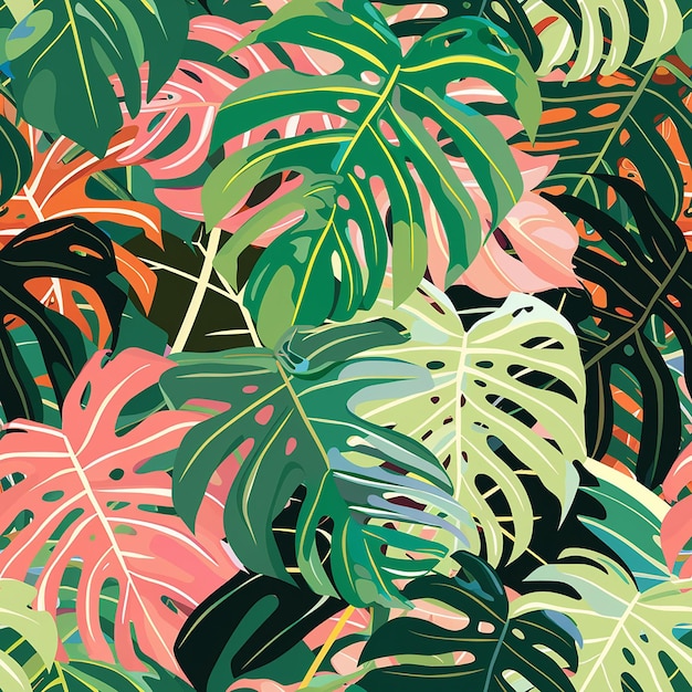 een kleurrijke achtergrond met een groene en roze plant