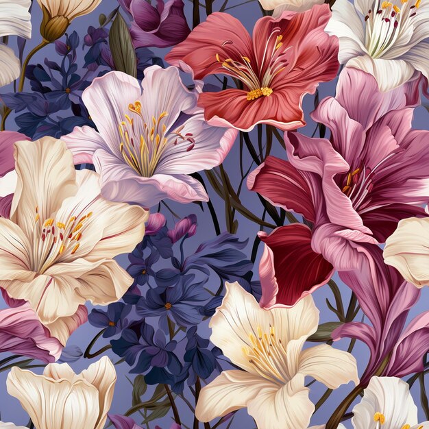 Een kleurrijke achtergrond met een verscheidenheid aan bloemen.